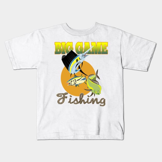 Big Game Fishing Kids T-Shirt by SpiceTree